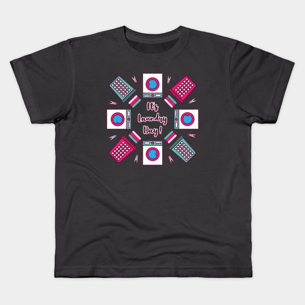 It's Laundry Day Mandala | Green Pink | Gray Kids T-Shirt by Wintre2